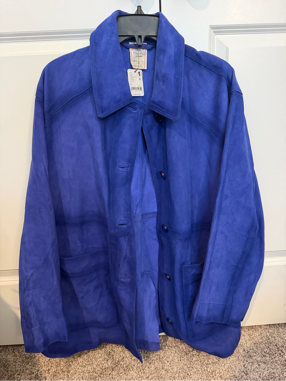 Free People We The Free Annelise Jacket Medium Electric Blue 100% Suede NWT